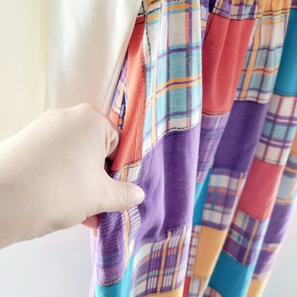 Vintage Periphery Designed by Arthur Williams Faux Patchwork Peasant Maxi Dress - Picture 7 of 12